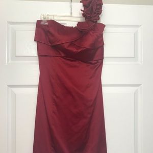 Red one shoulder dress